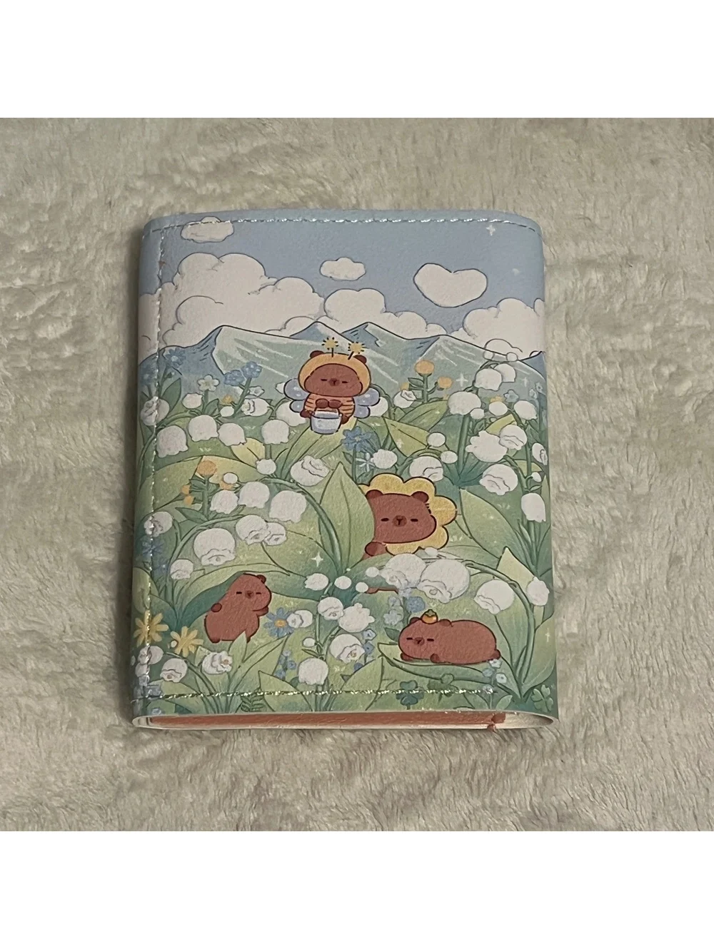 Floral Green capybara trifold wallet